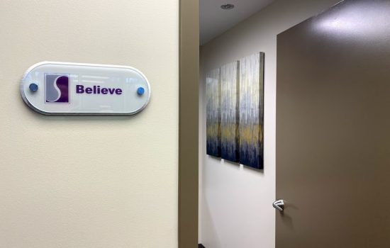 Believe sign outside Summit Pointe patient office