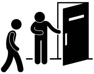 Icon of person holding door for other person