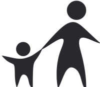 Adult and child holding hands icon